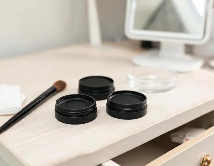 waterproof gel eyeliner on a cosmetics bench, illustration only